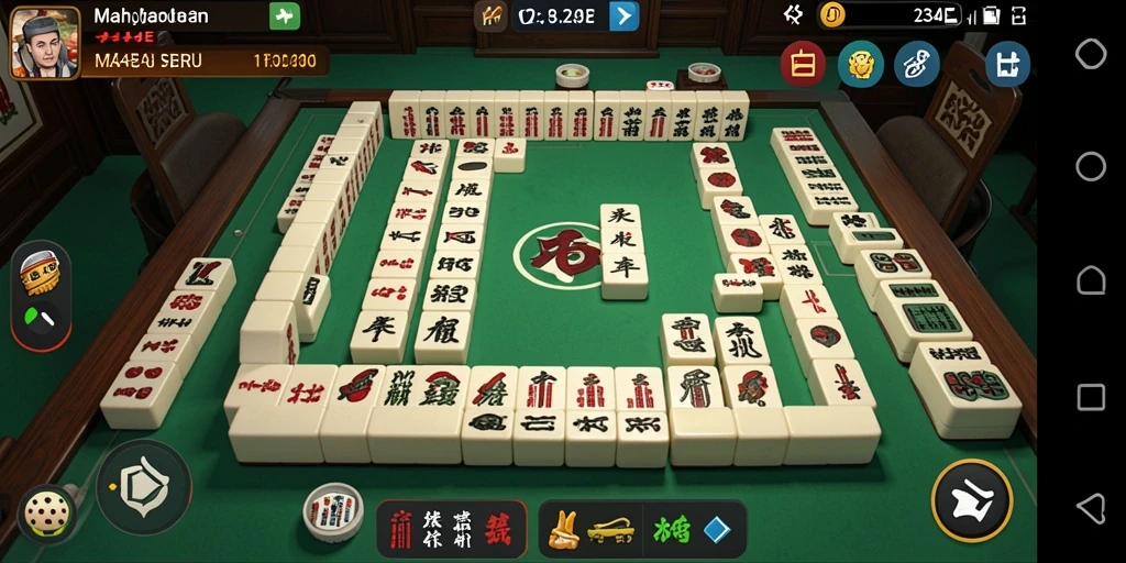 Tampilan gameplay menantang di 234E dengan ubin Mahjong yang menarik.