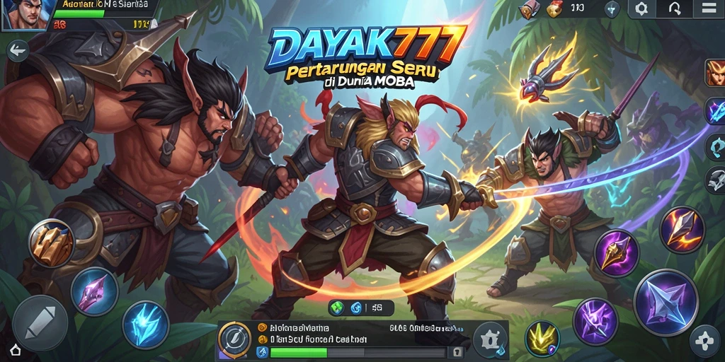 Tangkapan layar gameplay menarik dari DAYAK777 di medan perang MOBA.