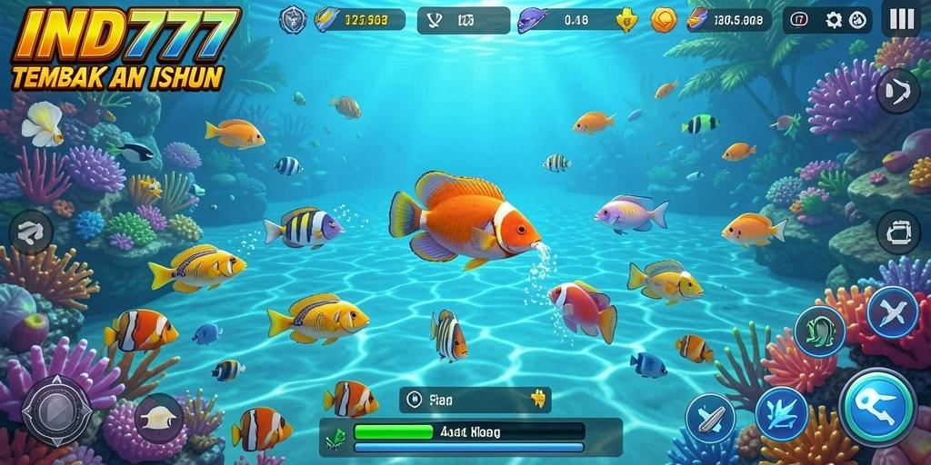 Screenshot gameplay menampilkan aksi menembak ikan yang seru dan menegangkan.