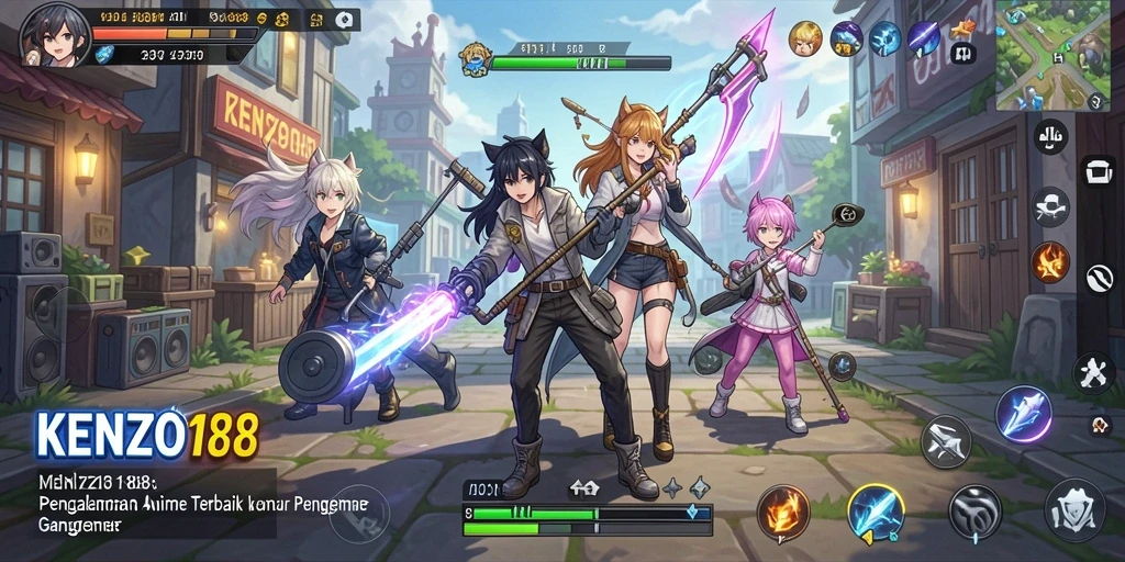 Tampilan gameplay KENZO188 yang menakjubkan dalam dunia Anime.