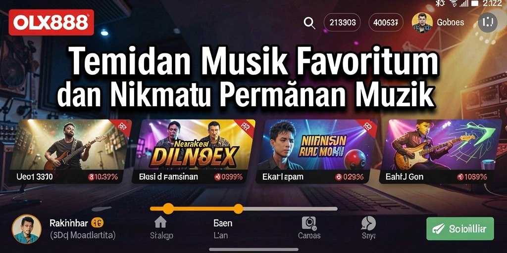 Tampilan screenshot OLX888 menampilkan gameplay musik yang menarik dan interaktif.