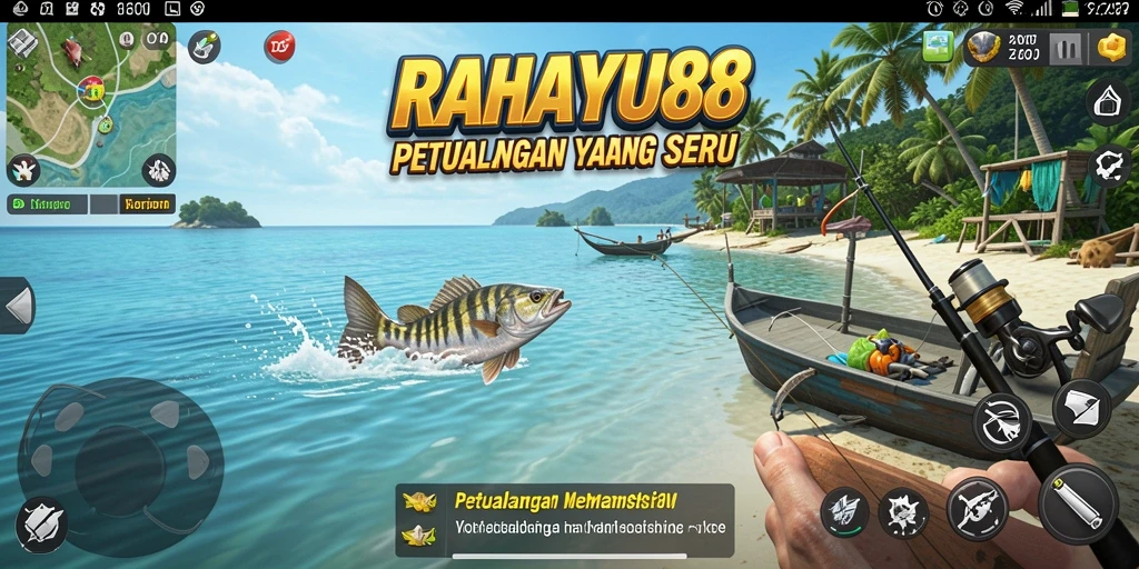 Gameplay seru dalam RAHAYU88 saat menangkap ikan.