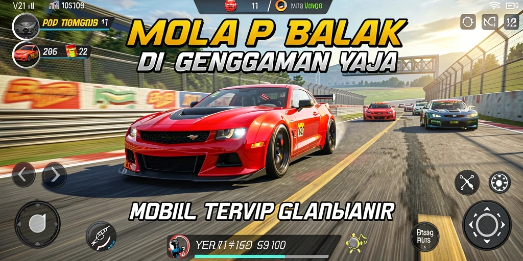 Gameplay Racing V21 dengan mobil balap yang mendebarkan.